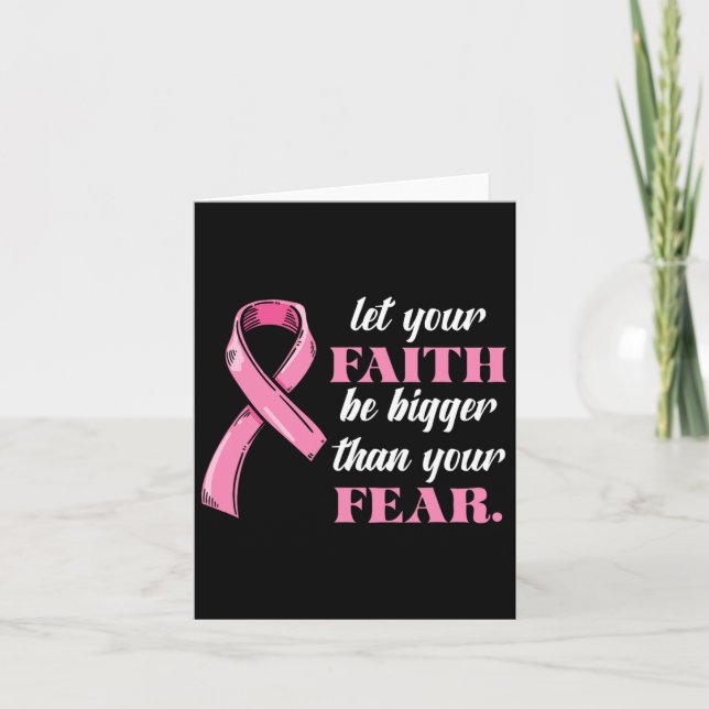 Pink Ribbon Faith Breast Cancer Awareness Fear War Card (Front)
