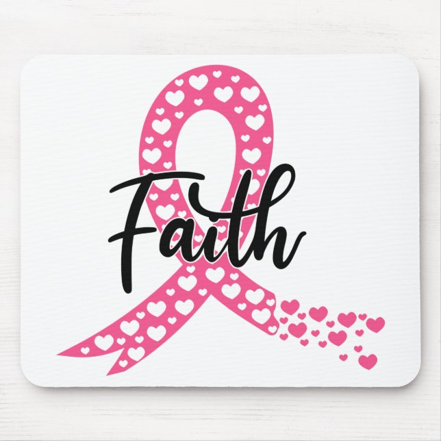 Pink Ribbon Faith Fighter Warrior Breast Cancer  Mouse Pad (Front)