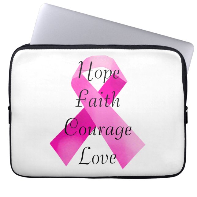 Pink Ribbon Faith Laptop Sleeve (Front)