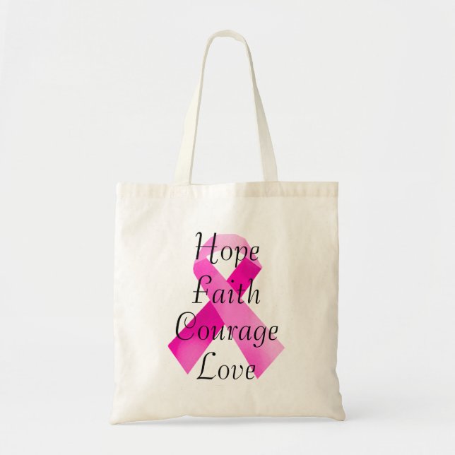 Pink Ribbon Faith Tote Bag (Front)