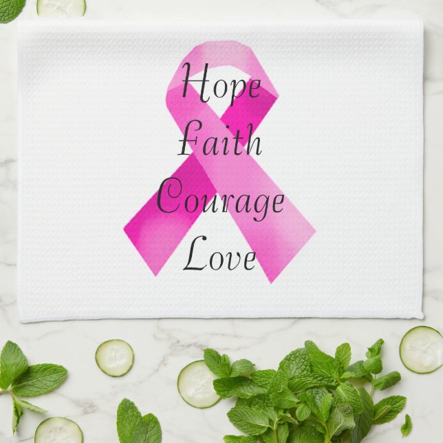 Pink  Ribbon Faith Towel (Folded)