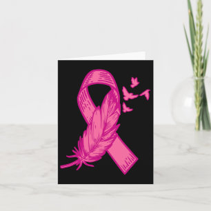 Pink Ribbon Feather Bird Cute Breast Cancer Awaren Card