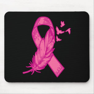 Pink Ribbon Feather Bird Cute Breast Cancer Awaren Mouse Pad