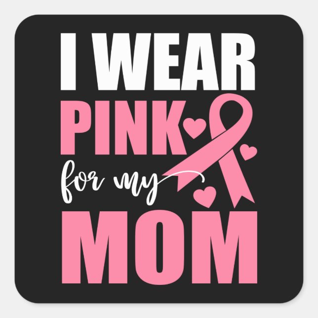 Pink Ribbon Fighter Survivor Mum Breast Cancer Cla Square Sticker (Front)