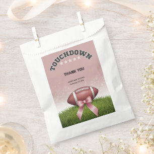 Pink  Ribbon Football Touchdown Baby Shower Favour Bag
