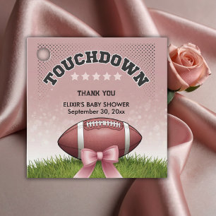 Pink Ribbon Football Touchdown Baby Shower Favour Tags