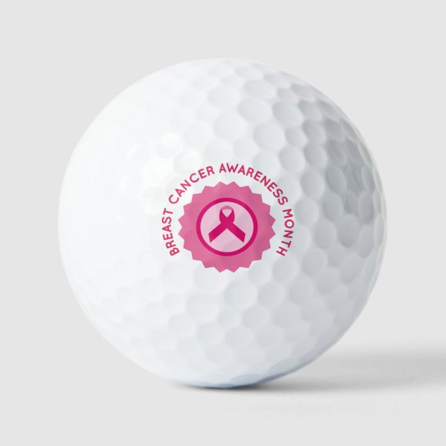 Pink ribbon for Breast Cancer Awareness month  Golf Balls (Front)