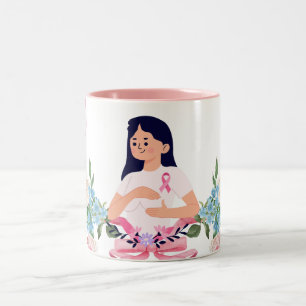 Pink Ribbon for Breast Cancer Awareness Two-Tone Coffee Mug