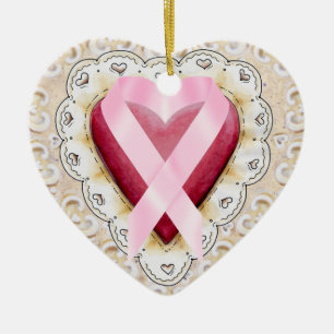 Pink Ribbon From the Heart - SRF Ceramic Ornament