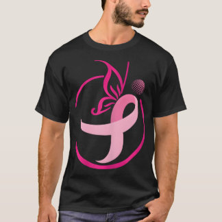 Pink Ribbon Golf s-Butterflies Breast Cancer T-Shirt