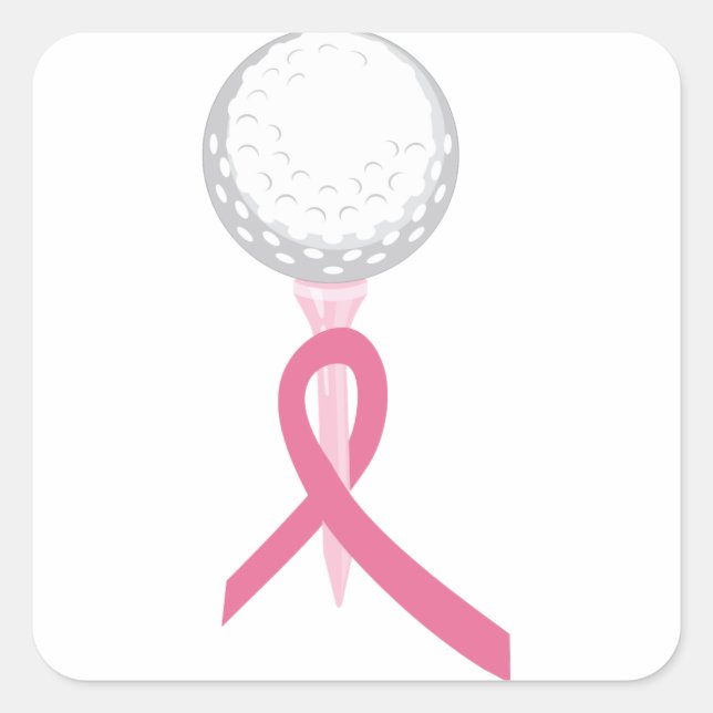 Pink Ribbon Golf Square Sticker (Front)