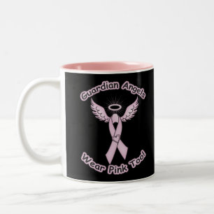 Pink Ribbon Guardian Angel Two-Tone Coffee Mug