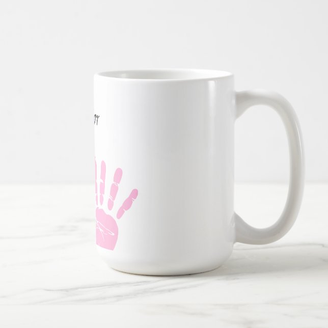 Pink Ribbon Hand Print Mug (Right)