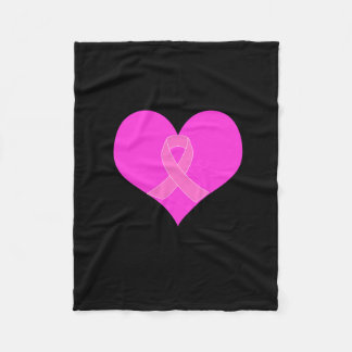 Pink Ribbon & Heart Breast Cancer Charity Design Fleece Blanket