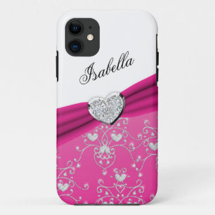 Pink Ribbon Heart Damask iPhone 5 Case