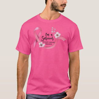 Pink Ribbon Heart I'm A Survivor Breast Cancer Awa T-Shirt
