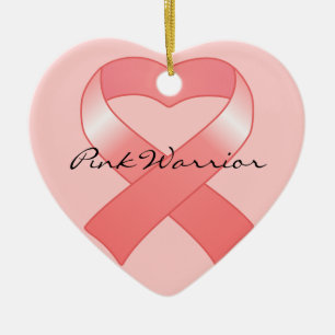 Pink Ribbon Heart Ornament