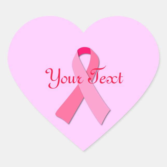 Pink Ribbon Heart Sticker (Front)