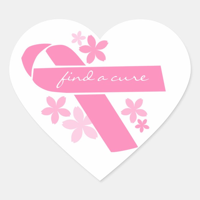 Pink Ribbon Heart Sticker (Front)