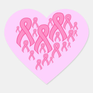 Pink Ribbon Heart Sticker