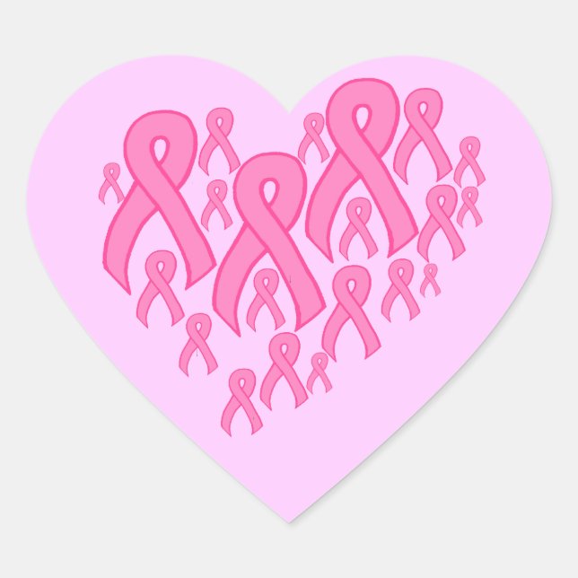 Pink Ribbon Heart Sticker (Front)