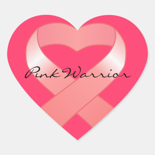 Pink Ribbon Heart Stickers (Front)