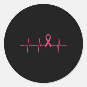 Pink Ribbon Heartbeat Breast Cancer Awareness Gift Classic Round Sticker