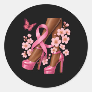 Pink Ribbon High Heels Breast Cancer Awareness Classic Round Sticker