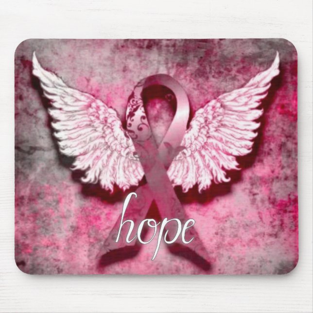Pink Ribbon Hope by Vetro Designs Mouse Pad (Front)