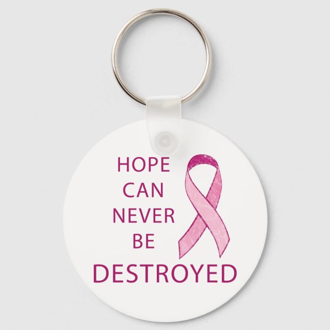 Pink Ribbon: Hope can never be destroyed Key Ring (Front)