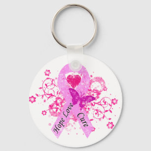 Pink Ribbon Hope Love Cure Key Ring