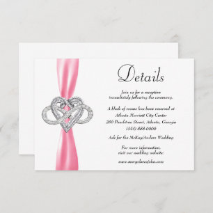 Pink Ribbon Infinity Heart Wedding Details Enclosure Card