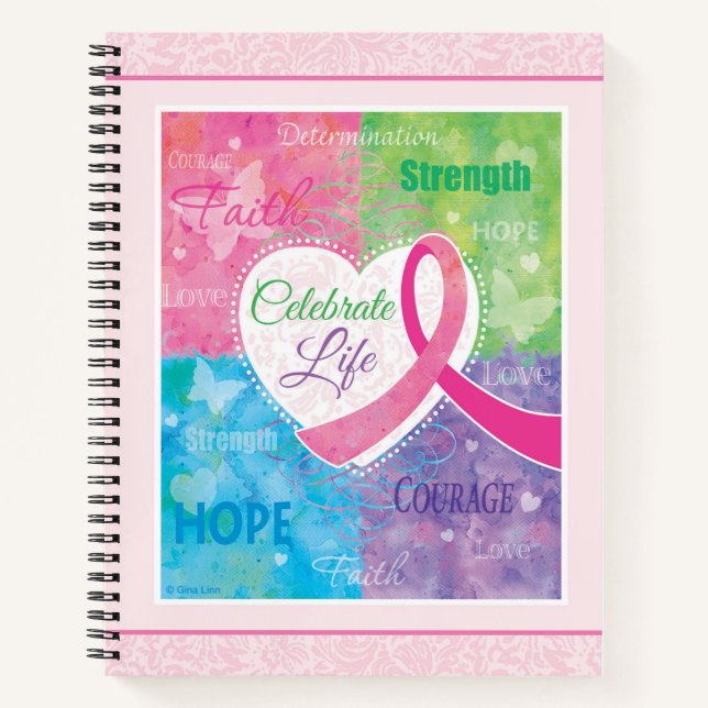 Pink Ribbon Inspirational Notebook (Front)