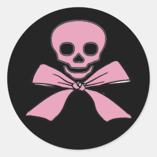 Pink Ribbon Jolly Roger Girl Pirate Stickers