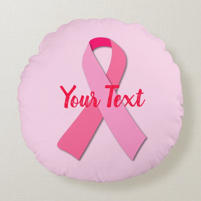 Pink Ribbon Keychain Round Cushion (Front)