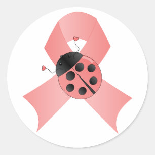 Pink Ribbon Lady Bug Classic Round Sticker