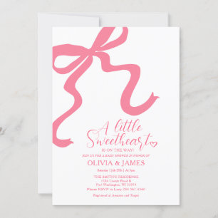 Pink Ribbon Little Sweetheart Baby Shower Invitation