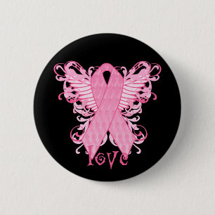 Pink Ribbon Love 6 Cm Round Badge