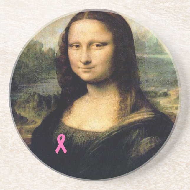 Pink Ribbon Mona Lisa Coaster (Front)