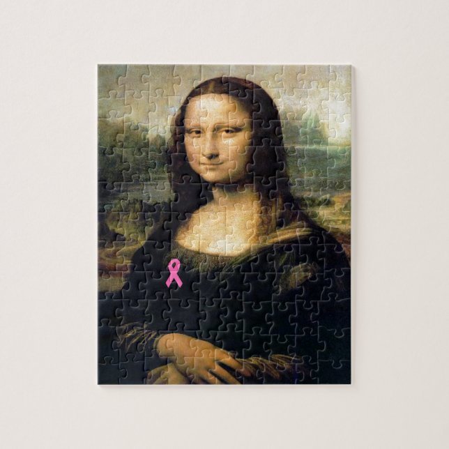 Pink Ribbon Mona Lisa Jigsaw Puzzle (Vertical)