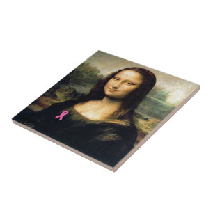 Pink Ribbon Mona Lisa Tile