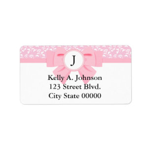 Pink Ribbon Monogram with Floral Print Label