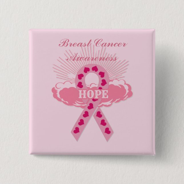 Pink Ribbon Of Hope Pink Button (Front)