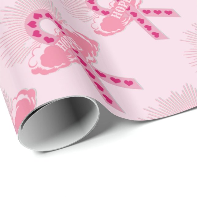 Pink Ribbon Of Hope Pink Wrapping Paper (Roll Corner)
