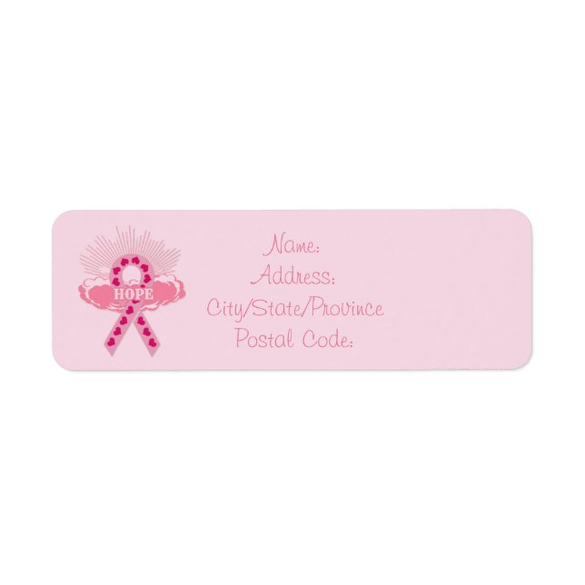 Pink Ribbon Of Hope Return Address Pink Labels (Front)