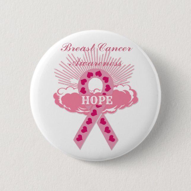 Pink Ribbon Of Hope White Button (Front)