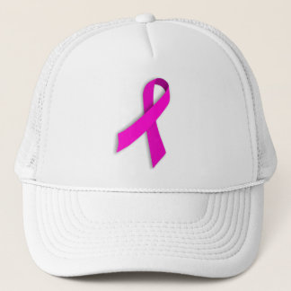 Pink Ribbon on White Mesh Cap -Breast Cancer Aware