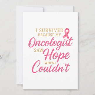 Pink Ribbon Oncologist Thank You Card – Survivor A