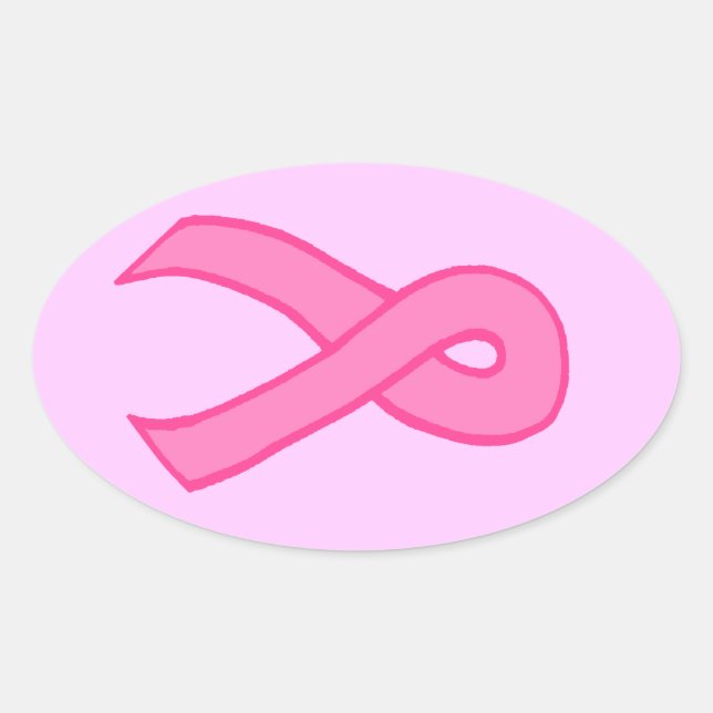 Pink Ribbon Oval Sticker (Front)