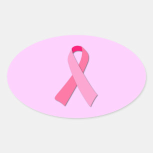 Pink Ribbon Oval Sticker